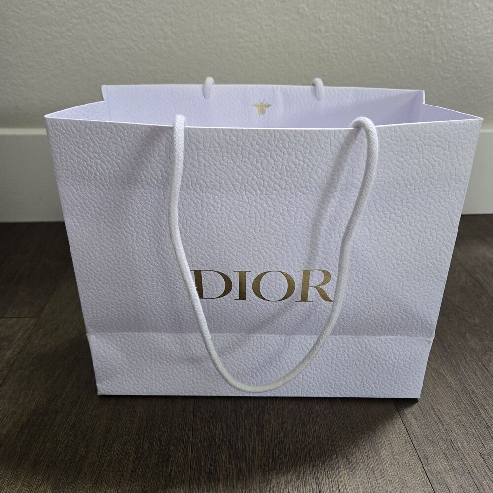 CHRISTIAN DIOR Empty Gift Paper Bag WHITE Textured 10.5x9x4.5